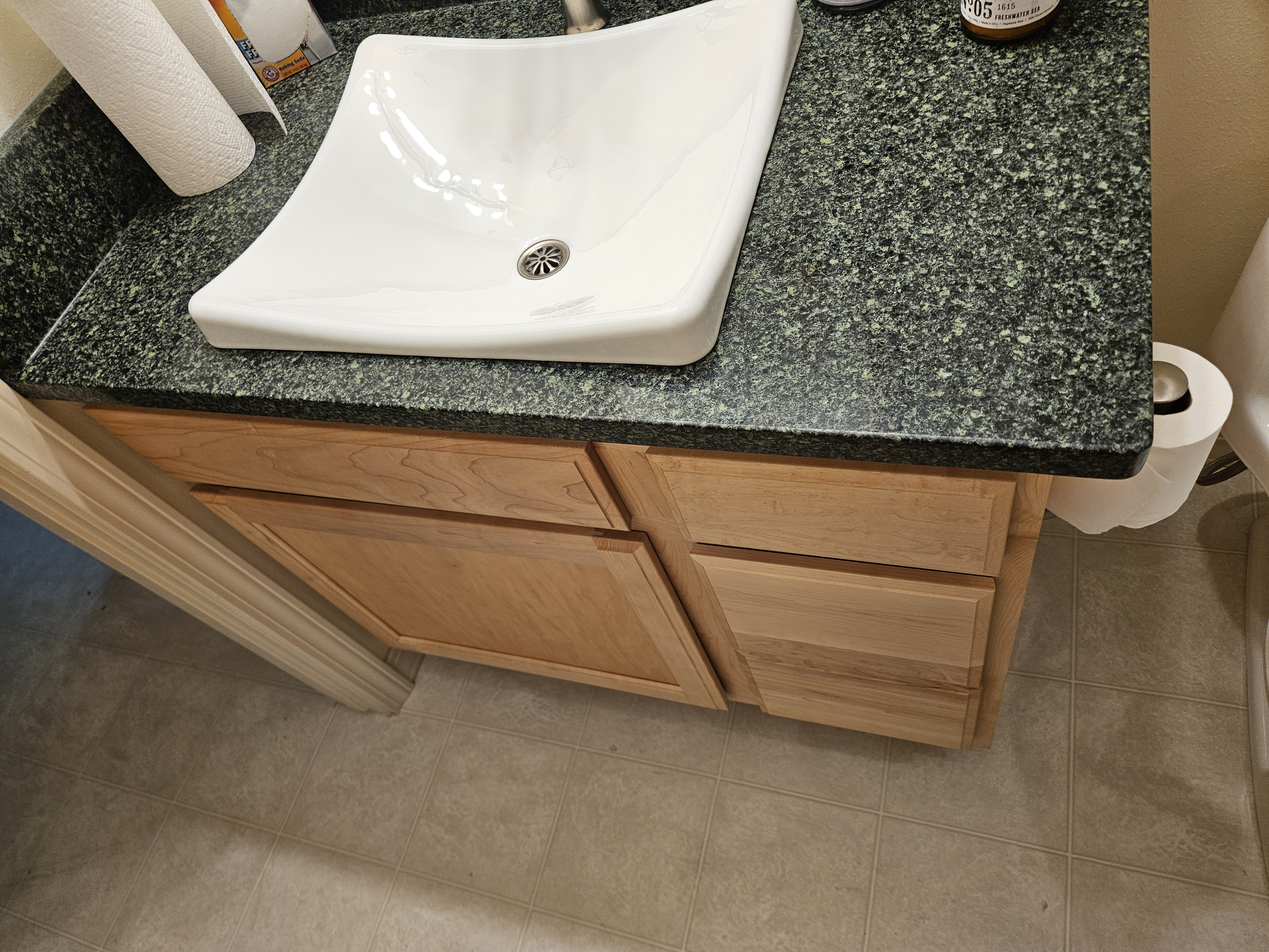 Before photo of second bathroom vanity remodel